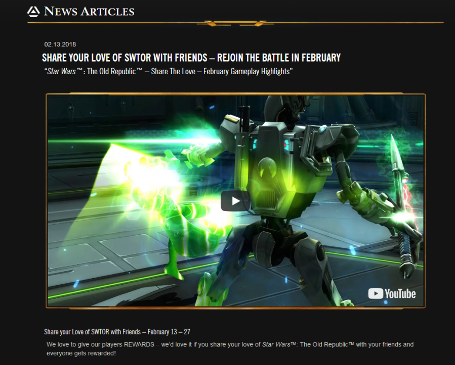Star Wars The Old Republic News Articles