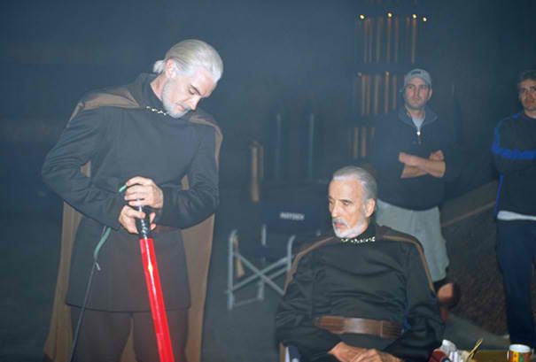 Christopher Lee and his stunt double from AoTC